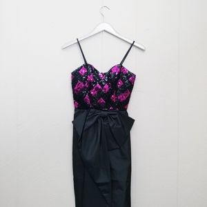 Celyce Designs Pink and Black Chevron Sequin Dress